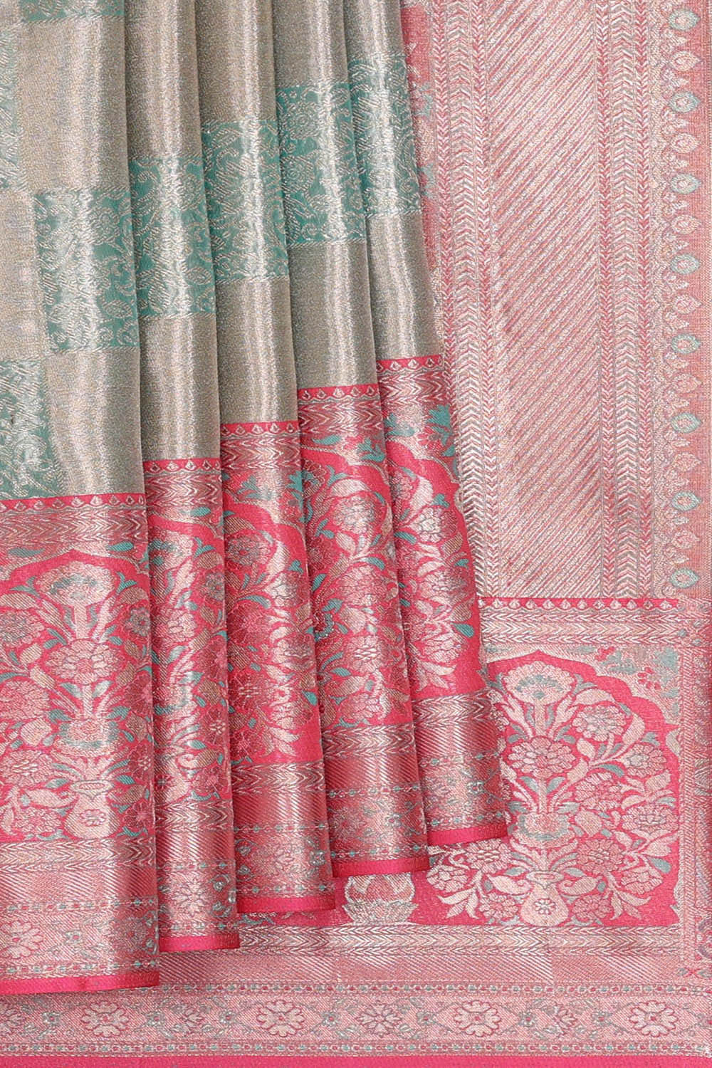Image of Kanchipattu Sea Blue Brocade Saree
